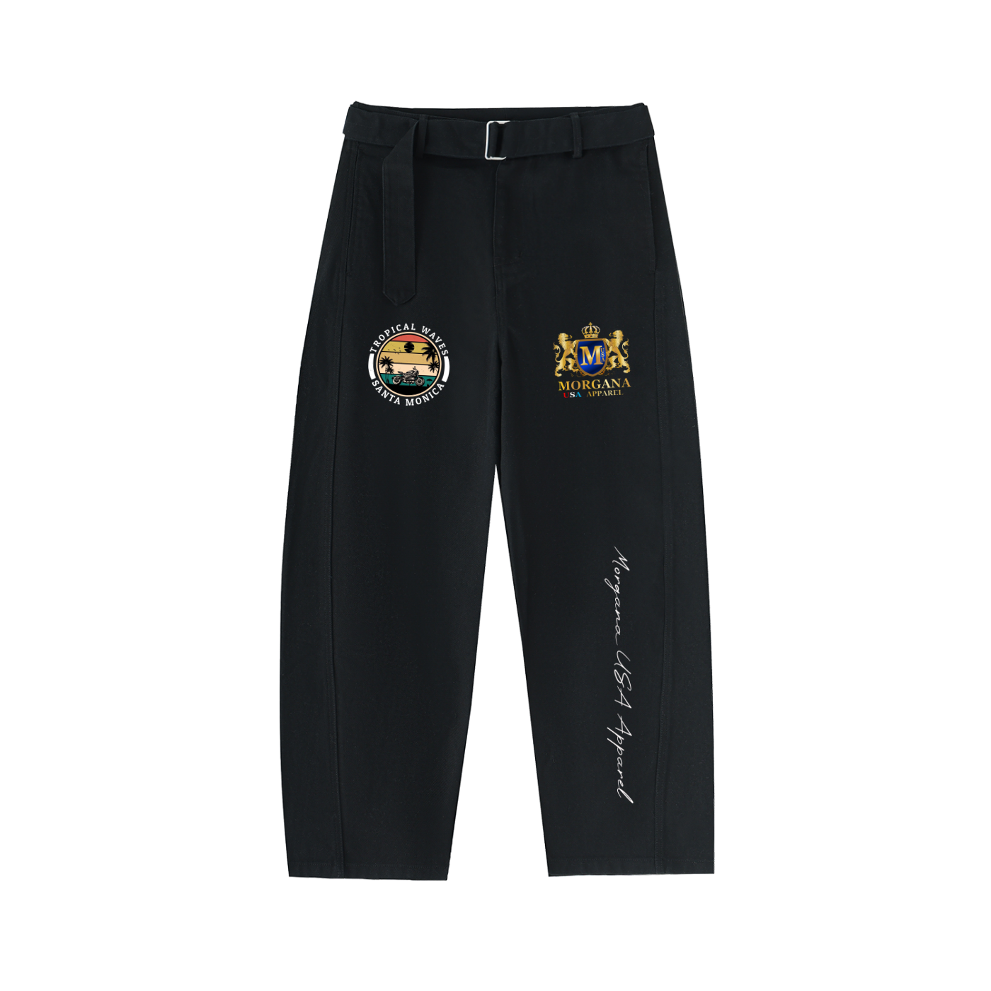 Belted Barrel-leg Chino Pants