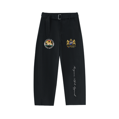 Belted Barrel-leg Chino Pants