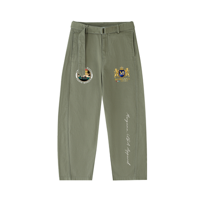 Belted Barrel-leg Chino Pants